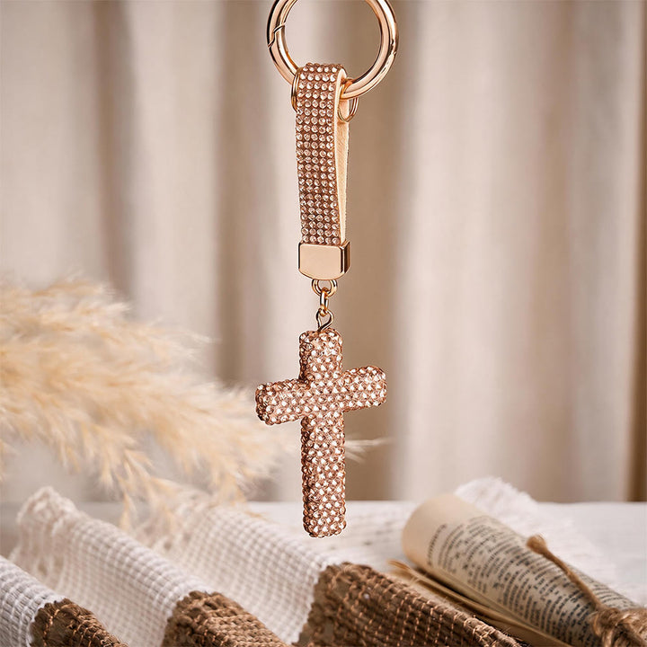 SolaceBeads Sparkling Rhinestone Cross Leather Keychain: Faith in Sparkling Glow - image 8