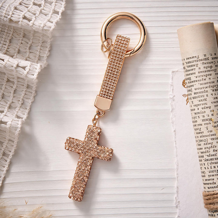 SolaceBeads Sparkling Rhinestone Cross Leather Keychain: Faith in Sparkling Glow - image 11