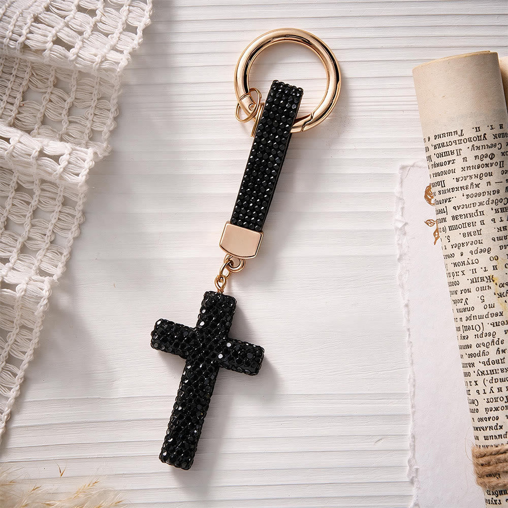 SolaceBeads Sparkling Rhinestone Cross Leather Keychain: Faith in Sparkling Glow - image 10