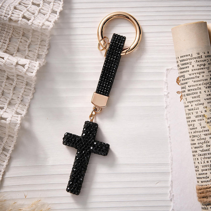 SolaceBeads Sparkling Rhinestone Cross Leather Keychain: Faith in Sparkling Glow - image 10