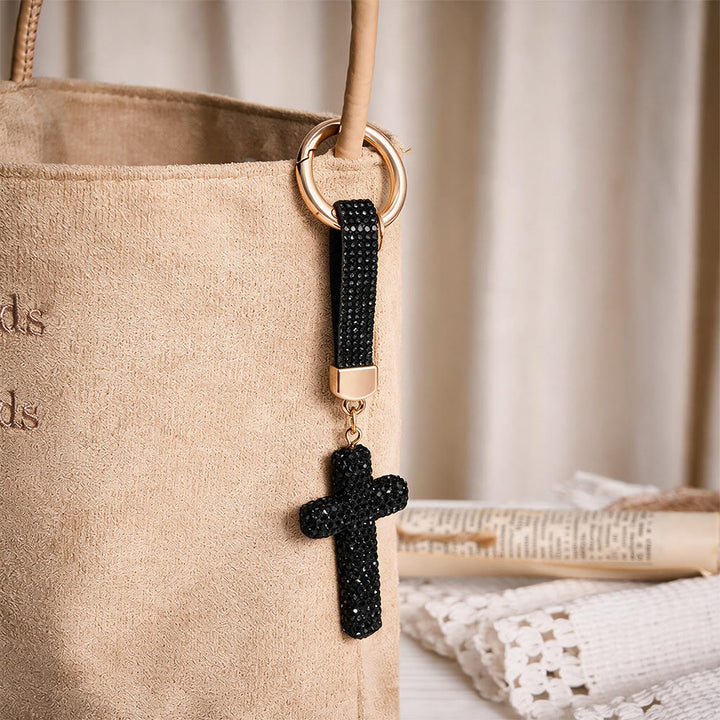 SolaceBeads Sparkling Rhinestone Cross Leather Keychain: Faith in Sparkling Glow - image 13