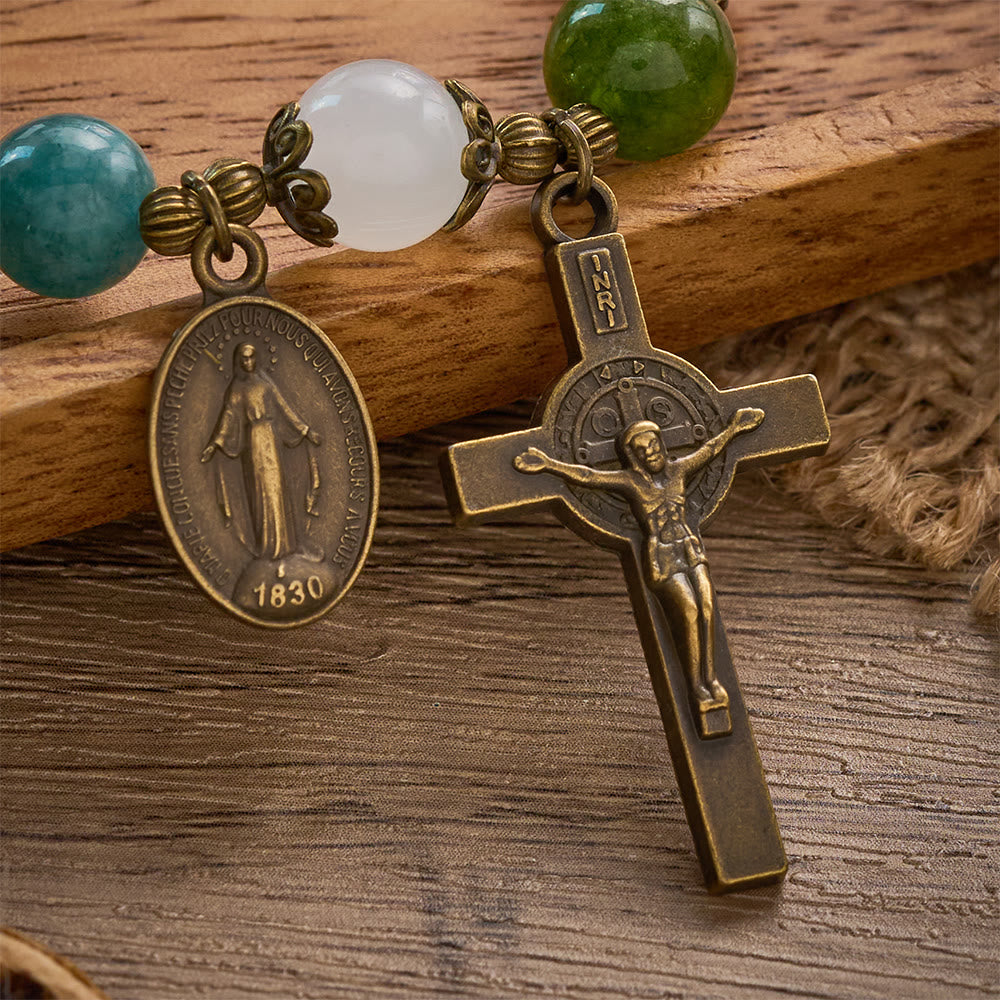 SolaceBeads Tourmaline Rosary Bracelet: Miraculous Medal &amp; Crucifix, Timeless Grace - image 3