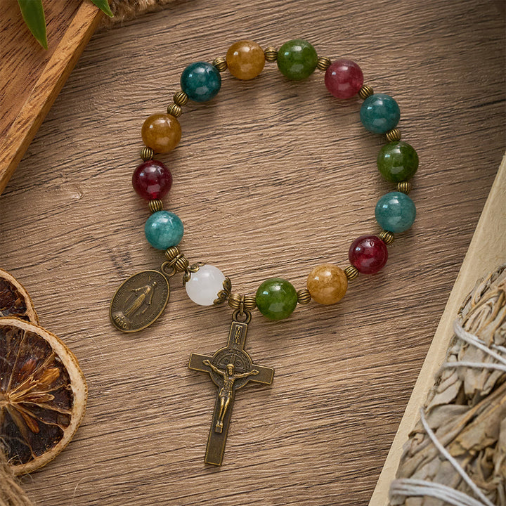 SolaceBeads Tourmaline Rosary Bracelet: Miraculous Medal &amp; Crucifix, Timeless Grace - image 4
