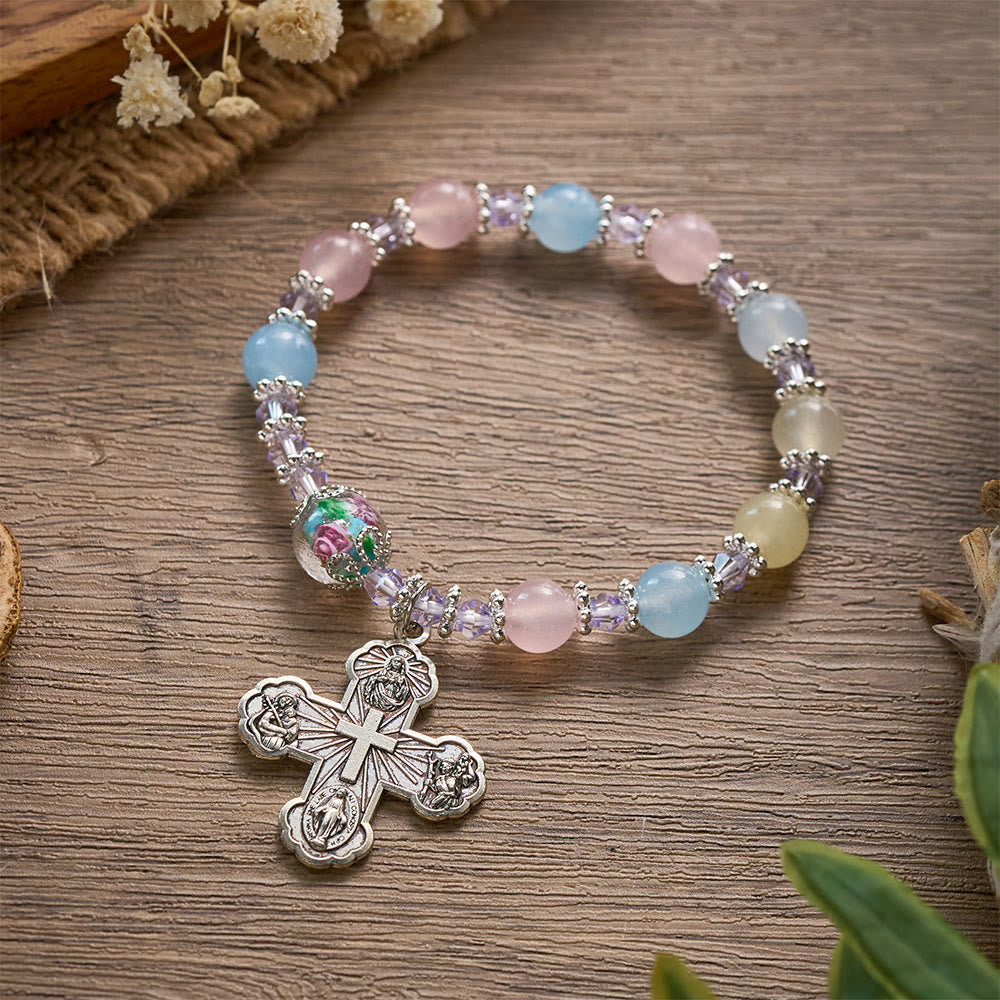 SolaceBeads Morganite Glass Rosary Bracelet: Faith To Wear Every Single Day - image 1