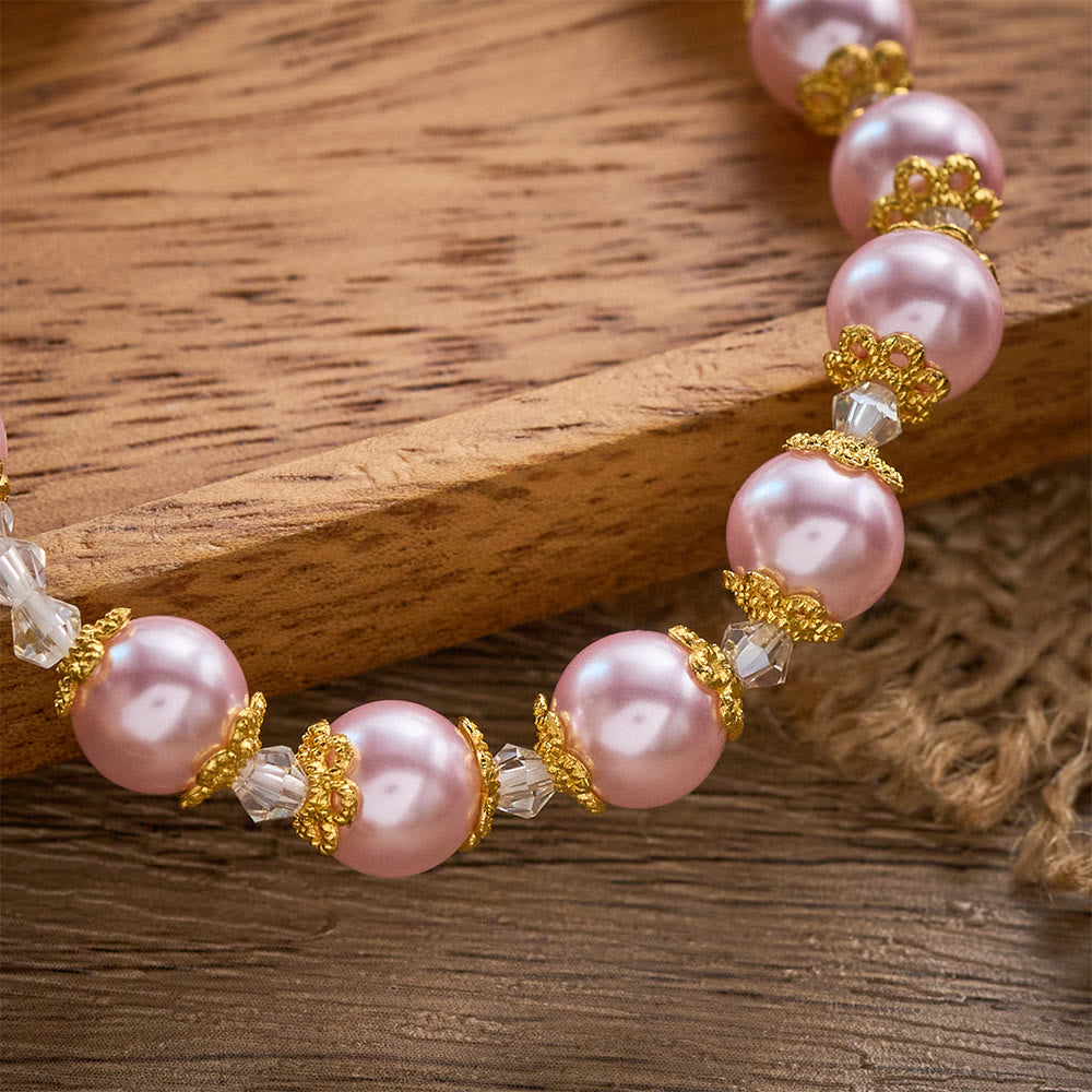 SolaceBeads Lustrous Pink Lampwork Rosary Bracelet With Ornate Crucifix: Grace of Rosy Devotion - image 1