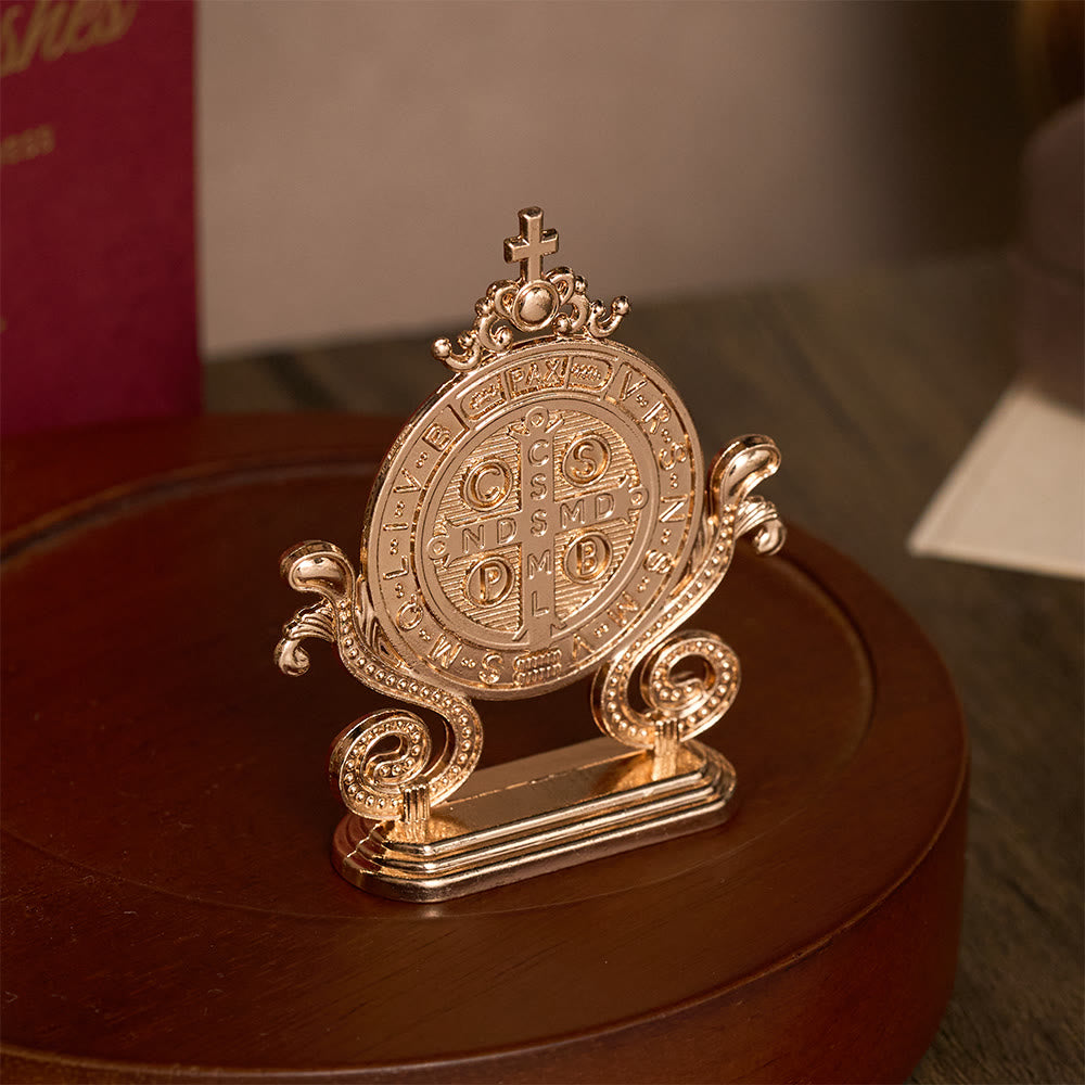 Solacebeads St. Benedict Medal Standing Figurine: Sacred Protection for Home Altar Decor - image 4