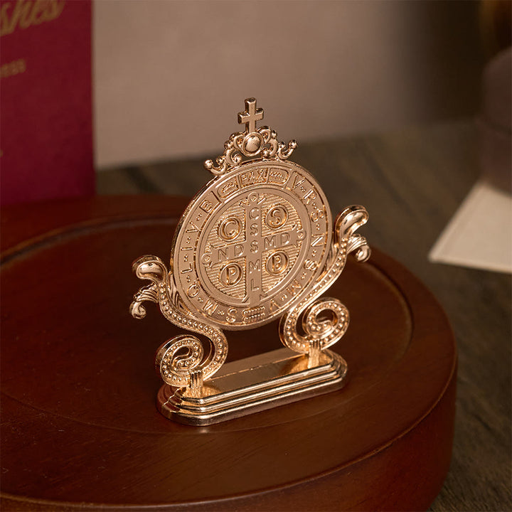 Solacebeads St. Benedict Medal Standing Figurine: Sacred Protection for Home Altar Decor - image 4