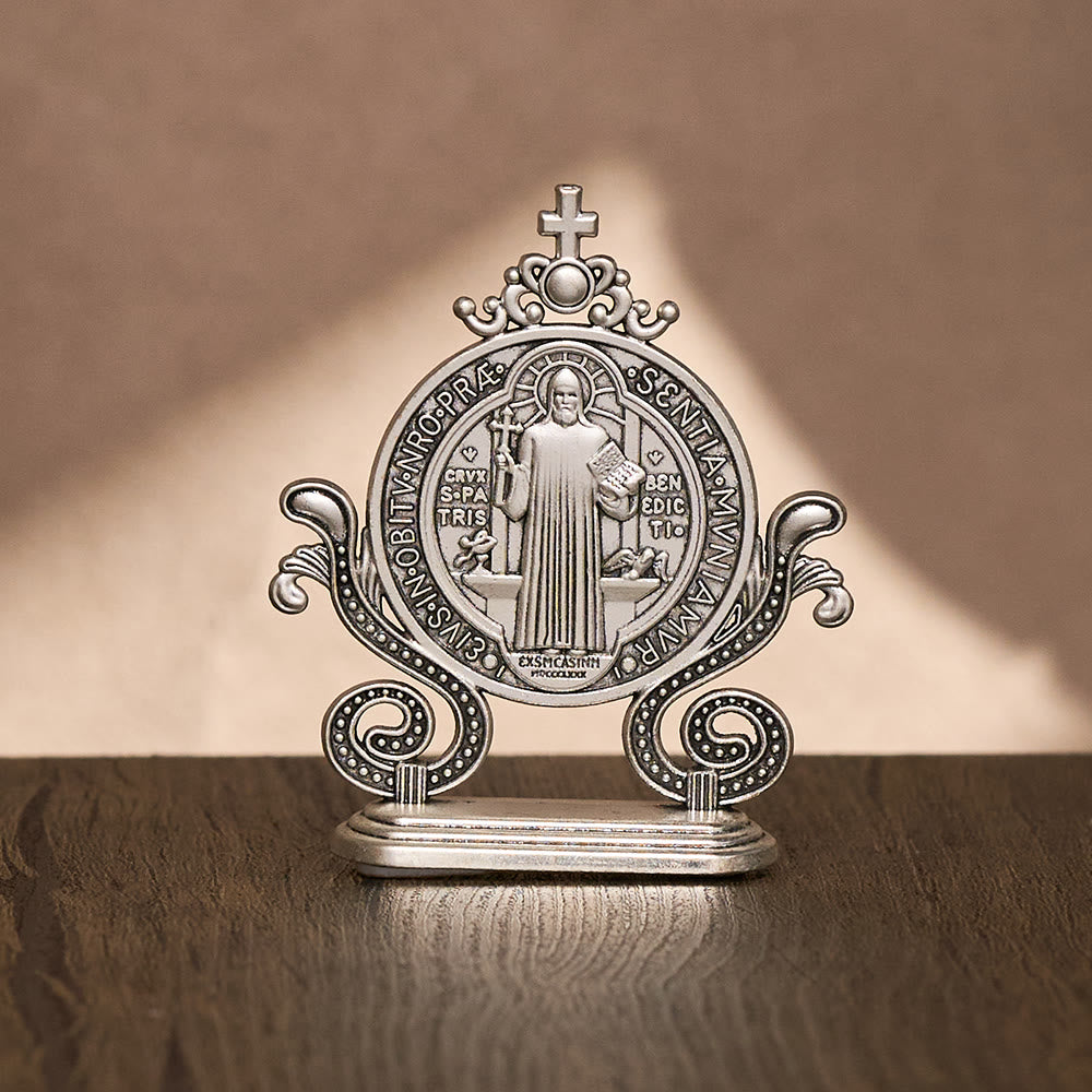 Solacebeads St. Benedict Medal Standing Figurine: Sacred Protection for Home Altar Decor - image 7