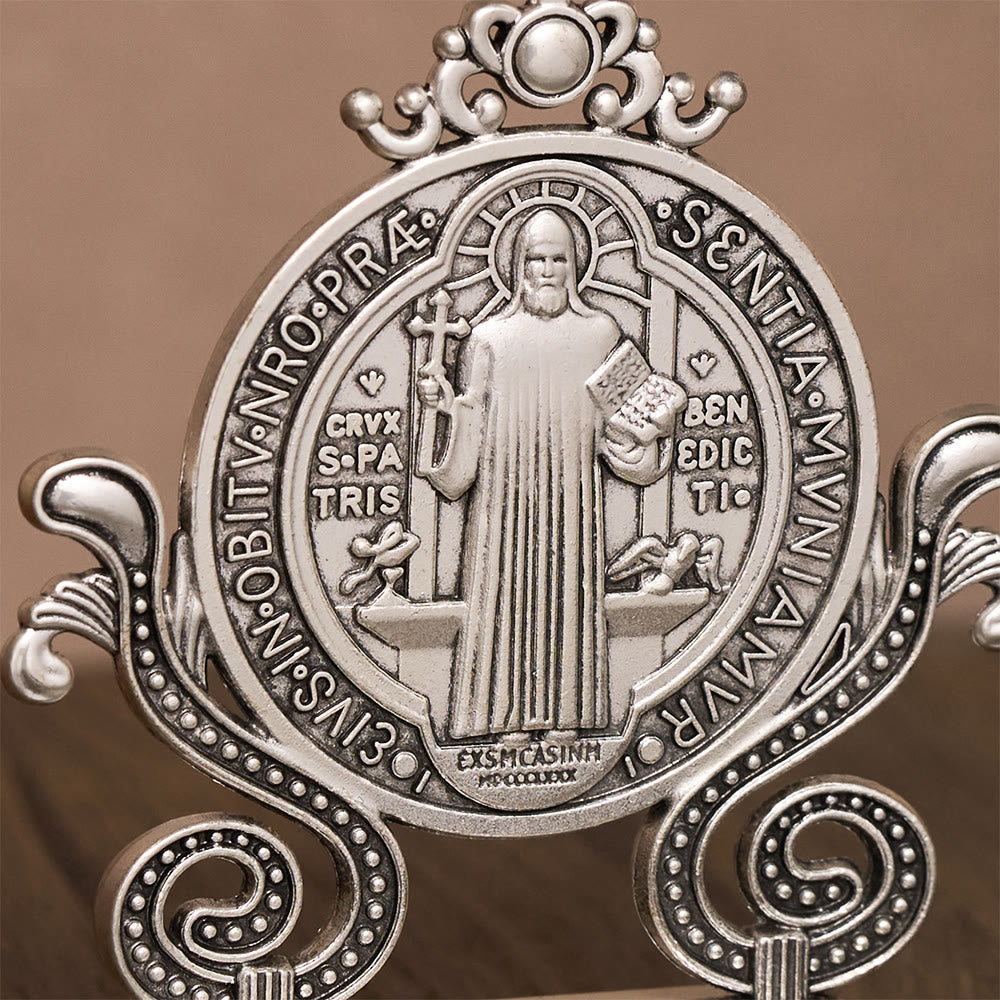 Solacebeads St. Benedict Medal Standing Figurine: Sacred Protection for Home Altar Decor - image 14