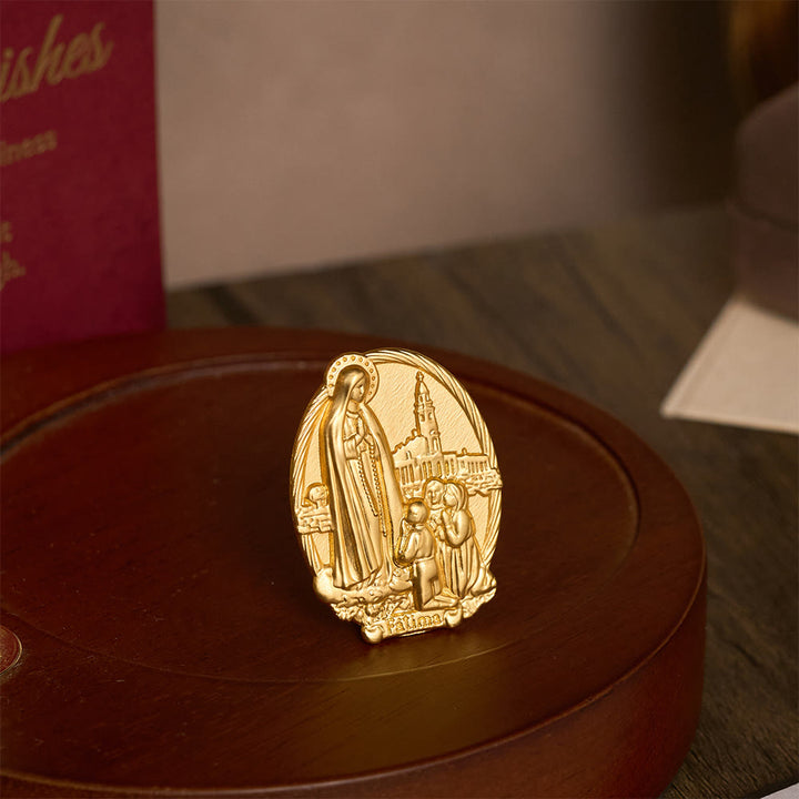 Solacebeads Our Lady of Fátima with Shepherd Children Tabletop Prayer Statue Set: Marian Blessing - image 5