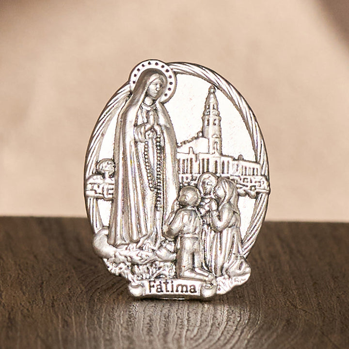 Solacebeads Our Lady of Fátima with Shepherd Children Tabletop Prayer Statue Set: Marian Blessing - image 2