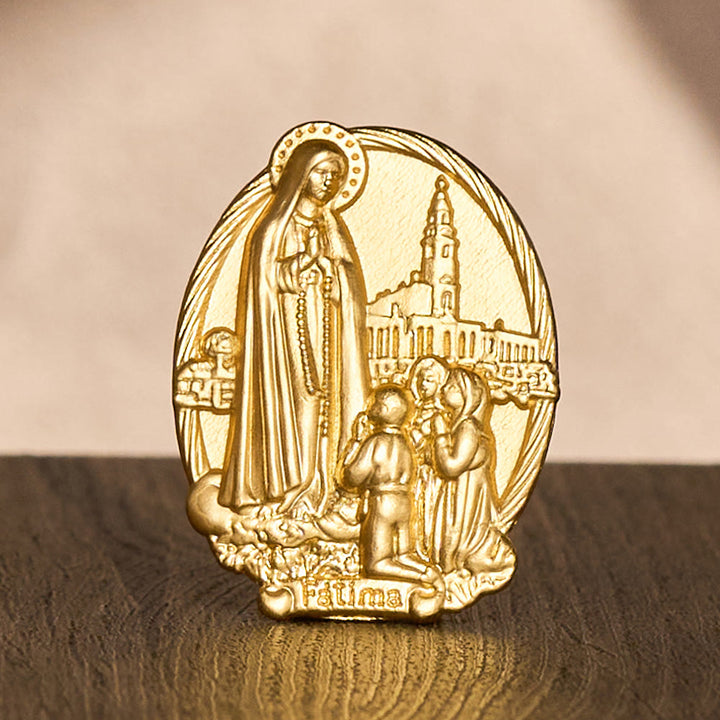 Solacebeads Our Lady of Fátima with Shepherd Children Tabletop Prayer Statue Set: Marian Blessing - image 1