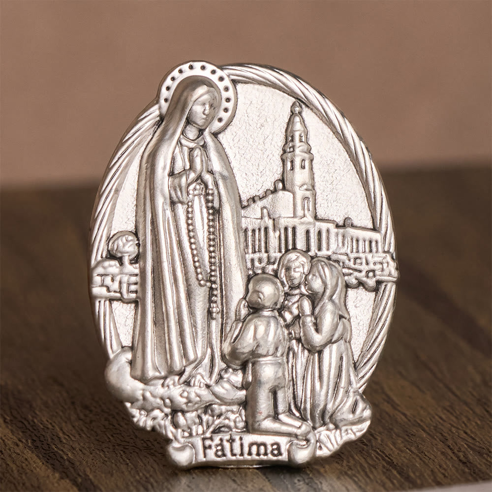 Solacebeads Our Lady of Fátima with Shepherd Children Tabletop Prayer Statue Set: Marian Blessing - image 4