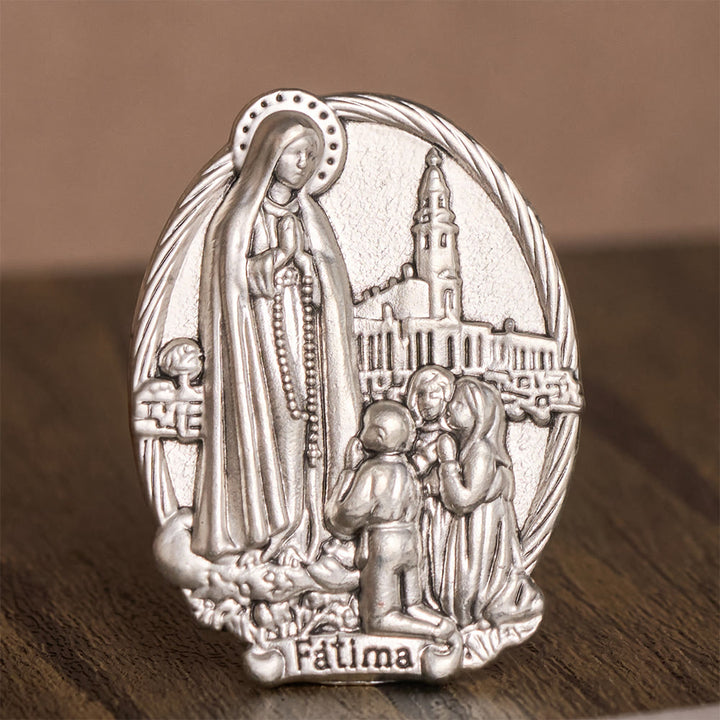 Solacebeads Our Lady of Fátima with Shepherd Children Tabletop Prayer Statue Set: Marian Blessing - image 4