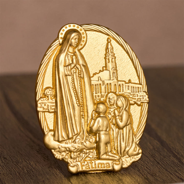 Solacebeads Our Lady of Fátima with Shepherd Children Tabletop Prayer Statue Set: Marian Blessing - image 3