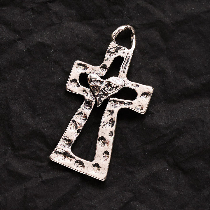 SolaceBeads Hammered Heart Cross Pendant: DIY Ready, Cherish Divine Grace - image 3