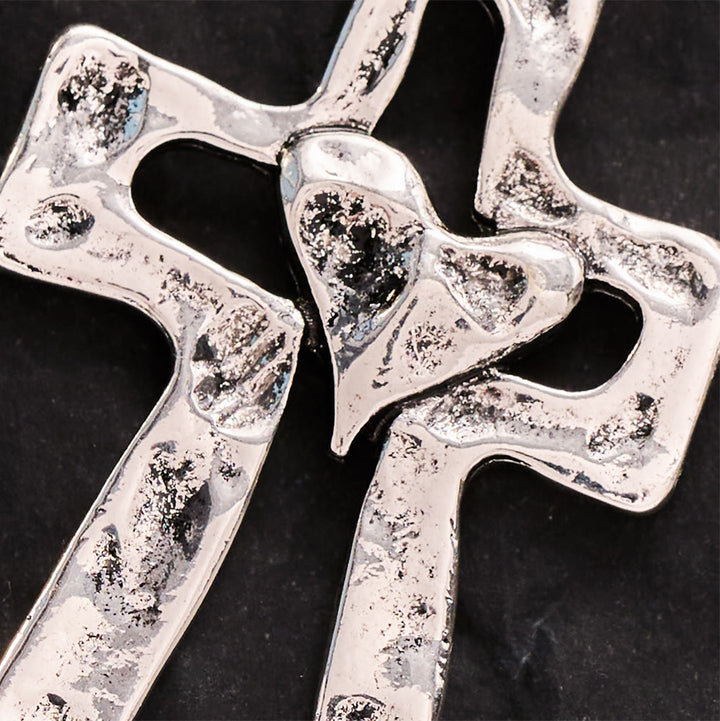 SolaceBeads Hammered Heart Cross Pendant: DIY Ready, Cherish Divine Grace - image 4