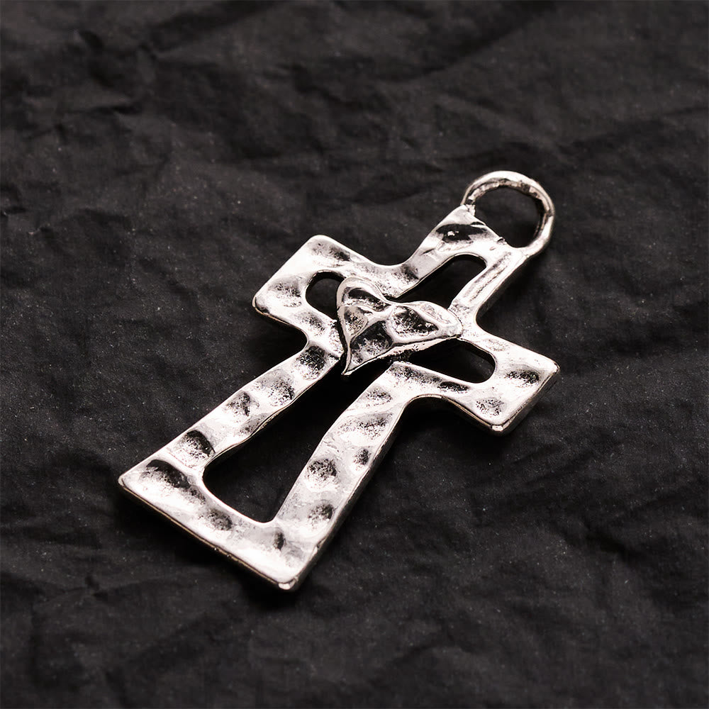 SolaceBeads Hammered Heart Cross Pendant: DIY Ready, Cherish Divine Grace - image 2