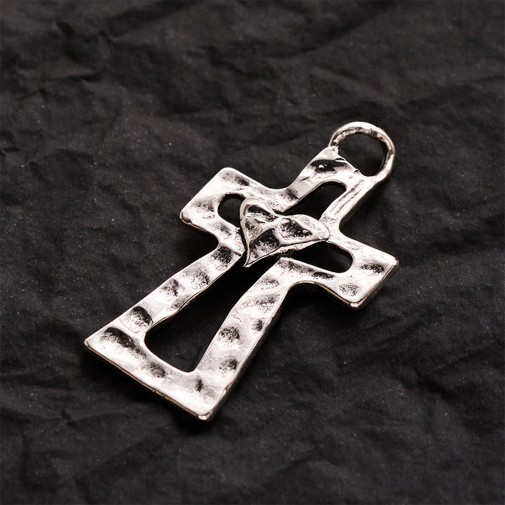 SolaceBeads Hammered Heart Cross Pendant: DIY Ready, Cherish Divine Grace - image 2