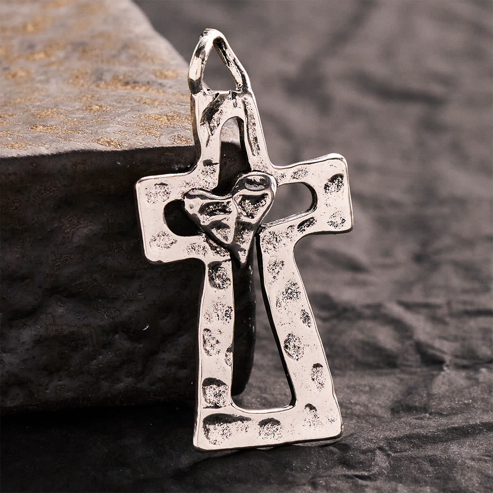 SolaceBeads Hammered Heart Cross Pendant: DIY Ready, Cherish Divine Grace - image 5