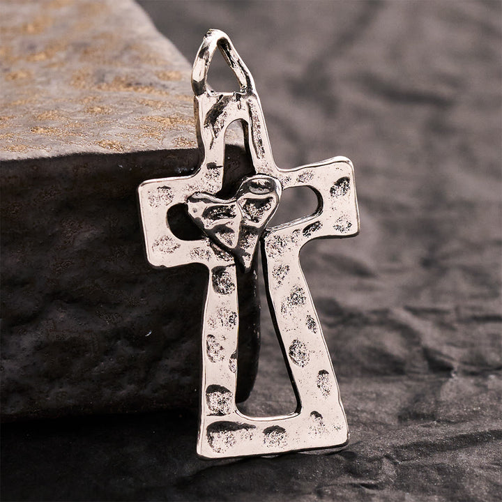 SolaceBeads Hammered Heart Cross Pendant: DIY Ready, Cherish Divine Grace - image 5
