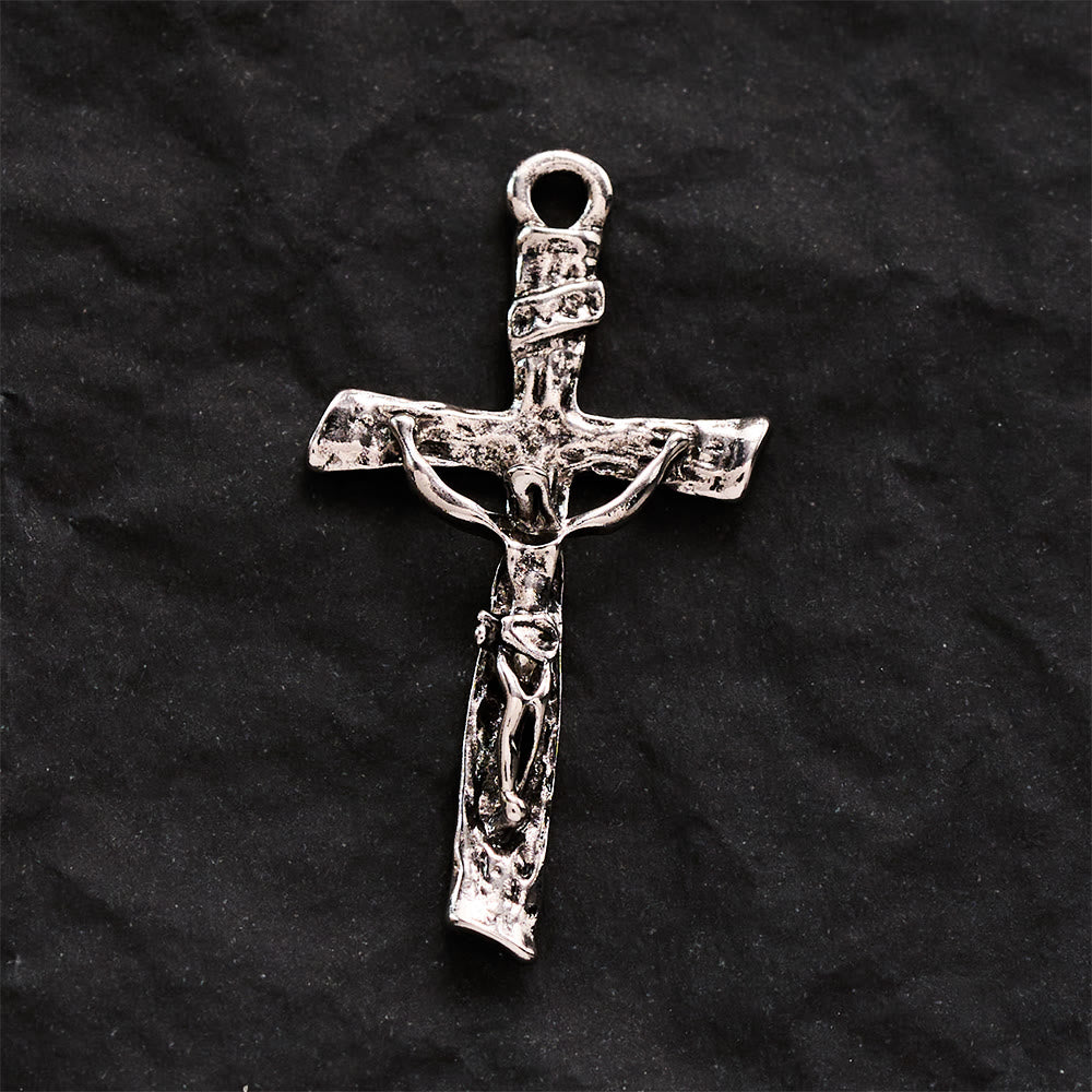 SolaceBeads Rugged Crucifix Pendant: DIY Compatible, Craft Jewelry To Honor God’s Grace - Silver - image 0