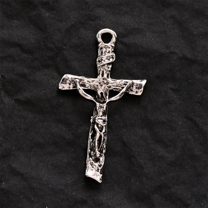 SolaceBeads Rugged Crucifix Pendant: DIY Compatible, Craft Jewelry To Honor God’s Grace - Silver - image 0