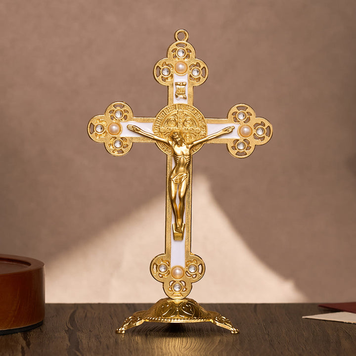 Solacebeads St. Benedict Enamel Standing Assembled Prayer Crucifix: A Sacred Reminder Of Faith - White - image 3