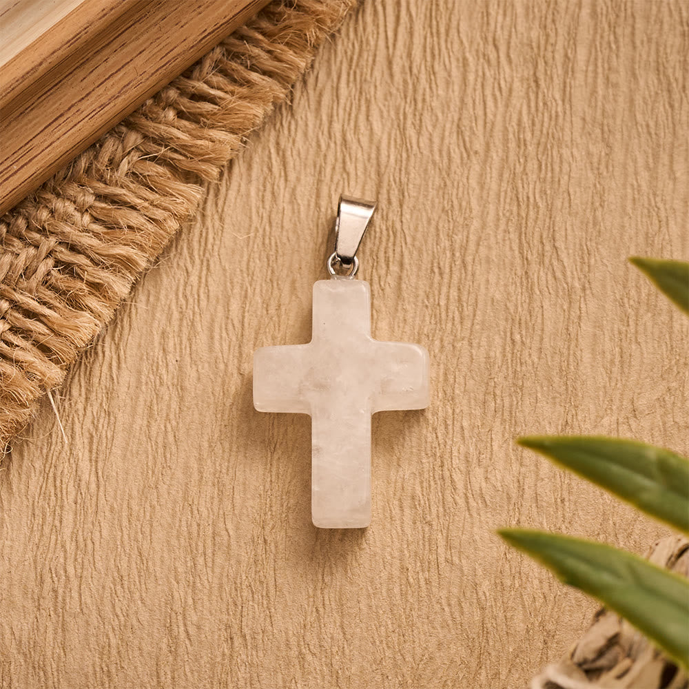 Solacebeads Clear Quartz Hand‑Hold Cross Pendant: Gentle Faith for Prayer &amp; Jewelry Making - image 3