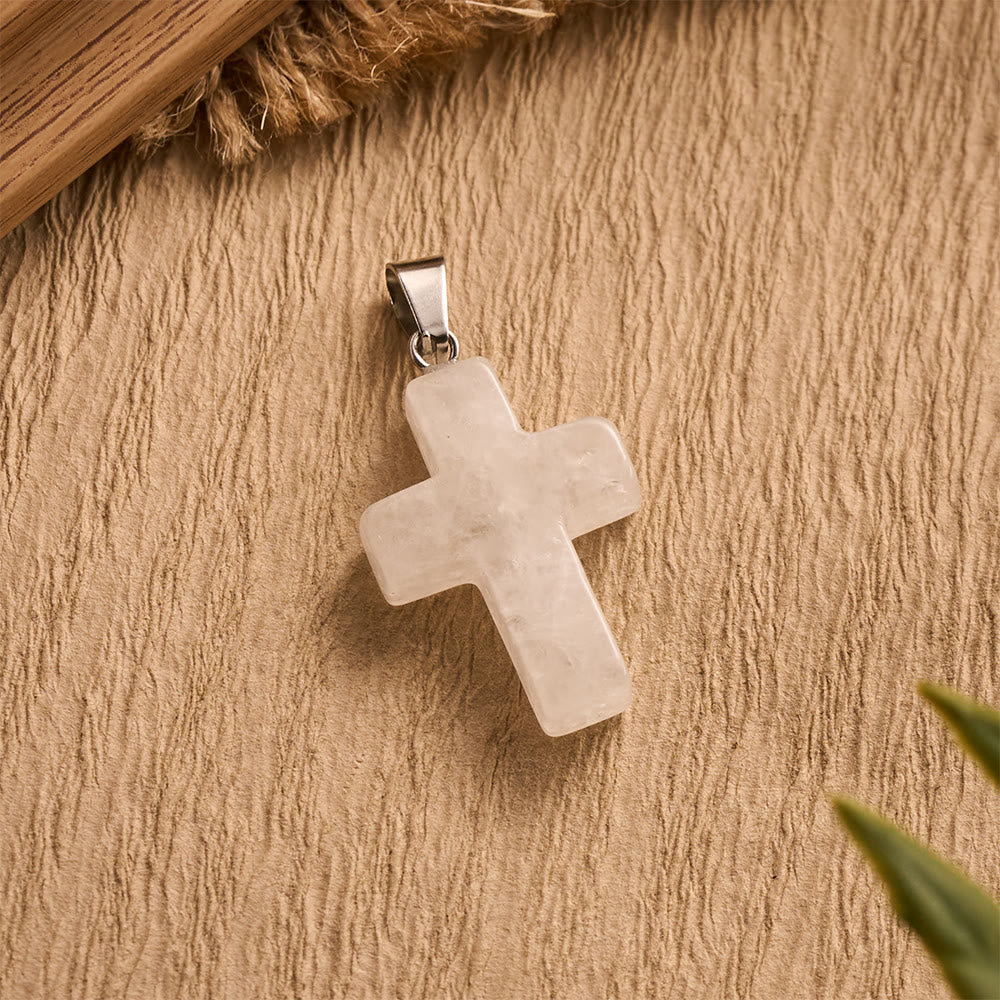 Solacebeads Clear Quartz Hand‑Hold Cross Pendant: Gentle Faith for Prayer &amp; Jewelry Making - image 4