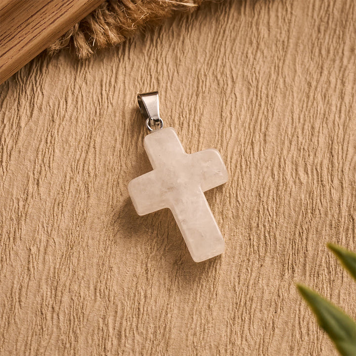 Solacebeads Clear Quartz Hand‑Hold Cross Pendant: Gentle Faith for Prayer &amp; Jewelry Making - image 4