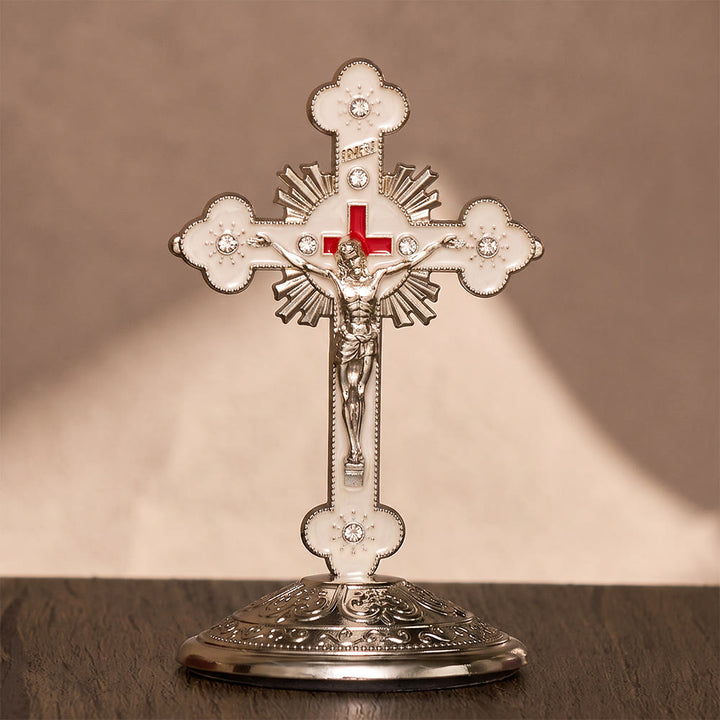 SolaceBeads Enamel Standing Prayer Crucifix, Bring Divine Light To Daily Prayer - Steel White - image 5