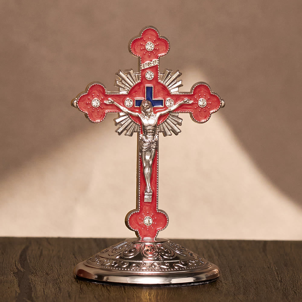 SolaceBeads Enamel Standing Prayer Crucifix, Bring Divine Light To Daily Prayer - Steel Red - image 4