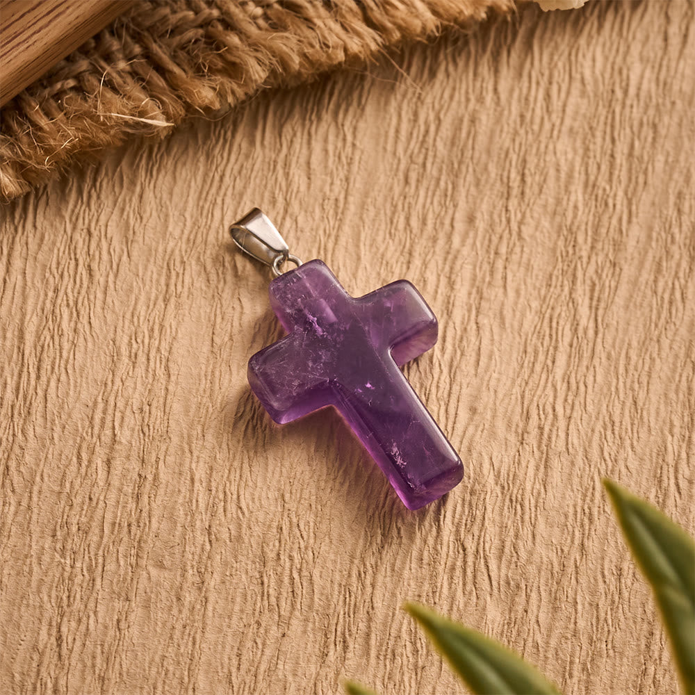 SolaceBeads Amethyst Hand‑Hold Cross Pendant: Serene Faith for Prayer &amp; Jewelry Making - image 4