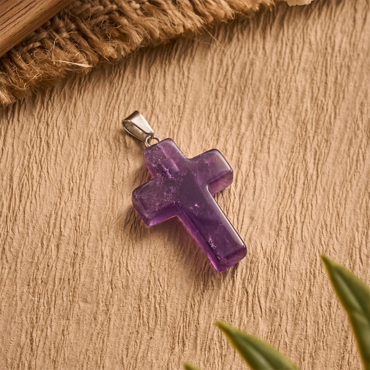 SolaceBeads Amethyst Hand‑Hold Cross Pendant: Serene Faith for Prayer &amp; Jewelry Making - image 4