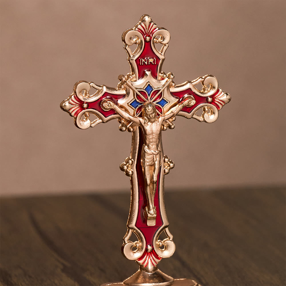 SolaceBeads Enamel Standing Prayer Crucifix, Inspire Faith In Prayer Corner &amp; Desktop &amp; Daily Devotion - image 9