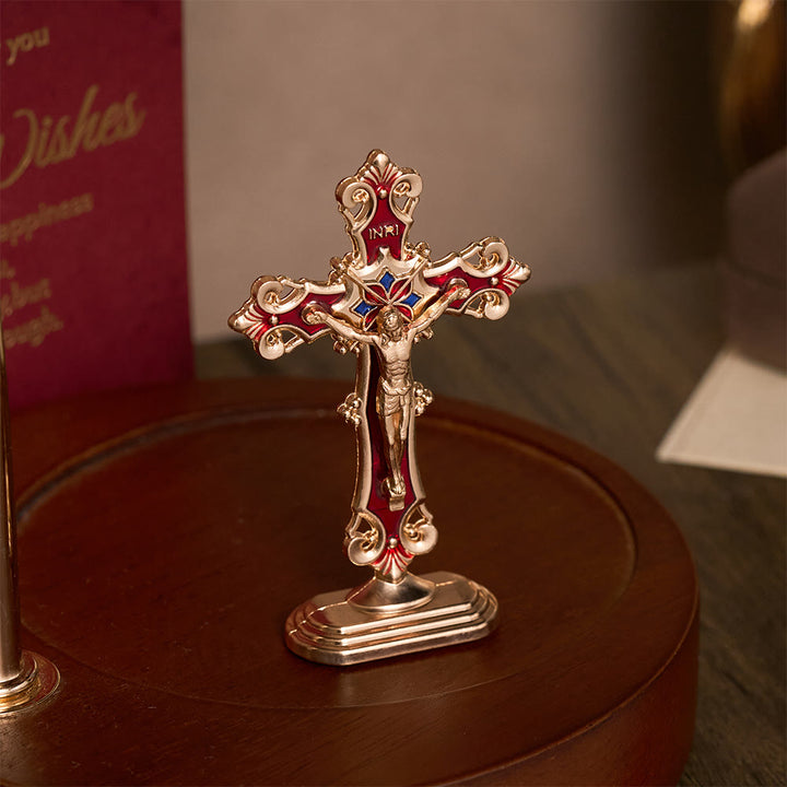SolaceBeads Enamel Standing Prayer Crucifix, Inspire Faith In Prayer Corner &amp; Desktop &amp; Daily Devotion - image 13