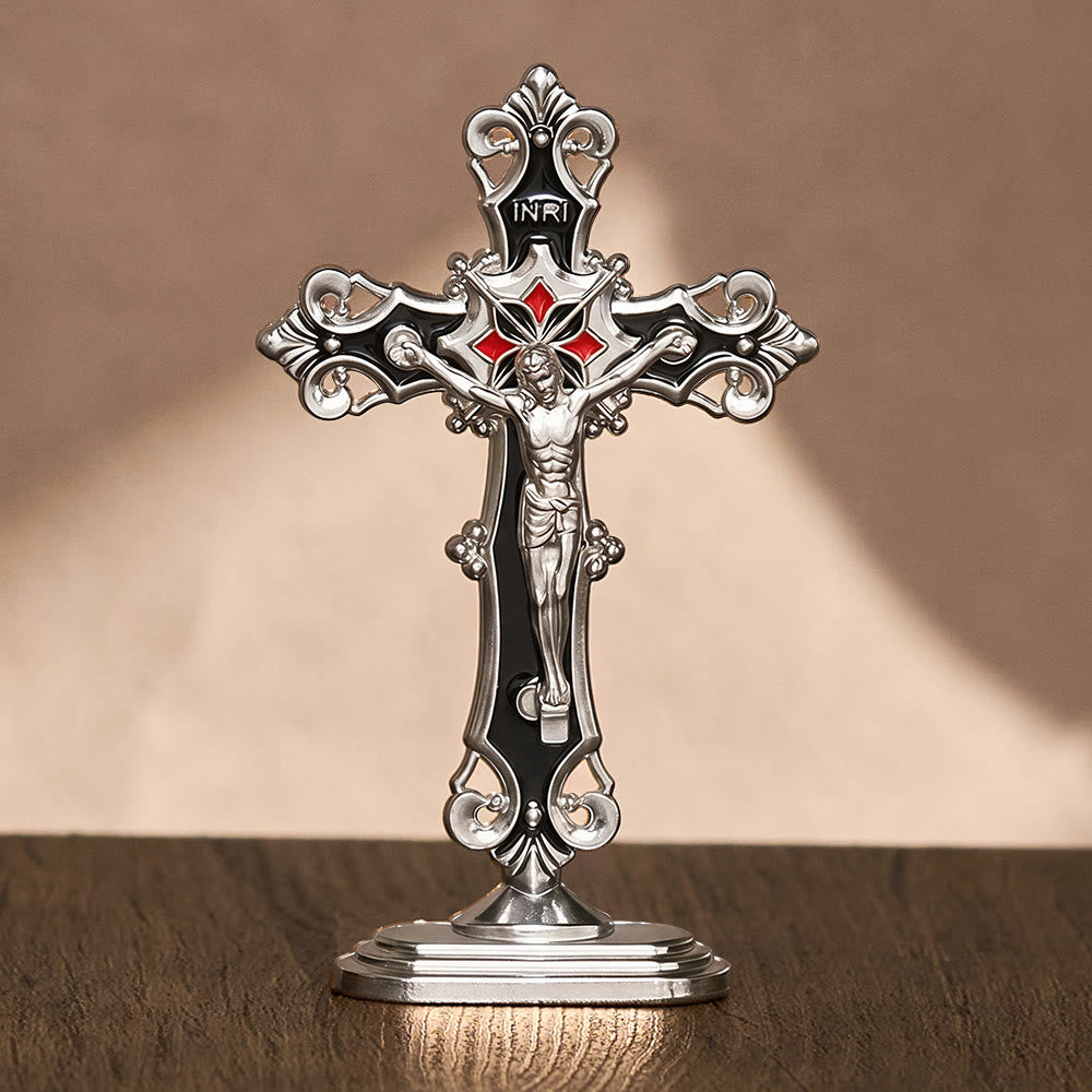 SolaceBeads Enamel Standing Prayer Crucifix, Inspire Faith In Prayer Corner &amp; Desktop &amp; Daily Devotion - Steel &amp; Black - image 7