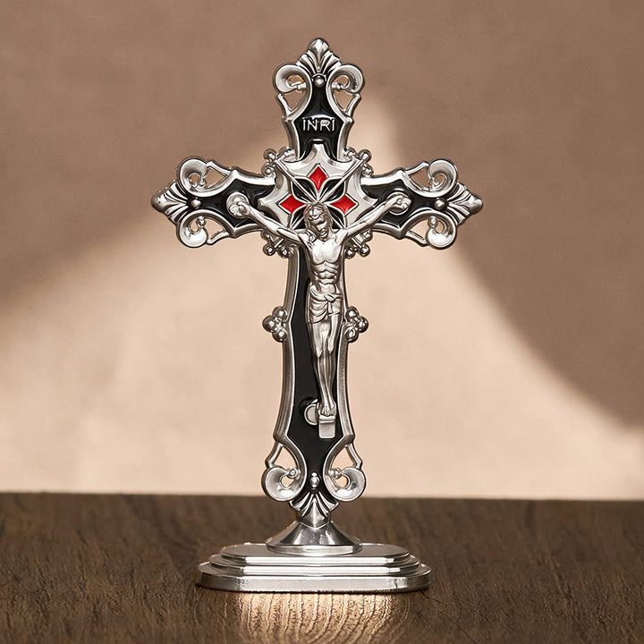 SolaceBeads Enamel Standing Prayer Crucifix, Inspire Faith In Prayer Corner &amp; Desktop &amp; Daily Devotion - Steel &amp; Black - image 7