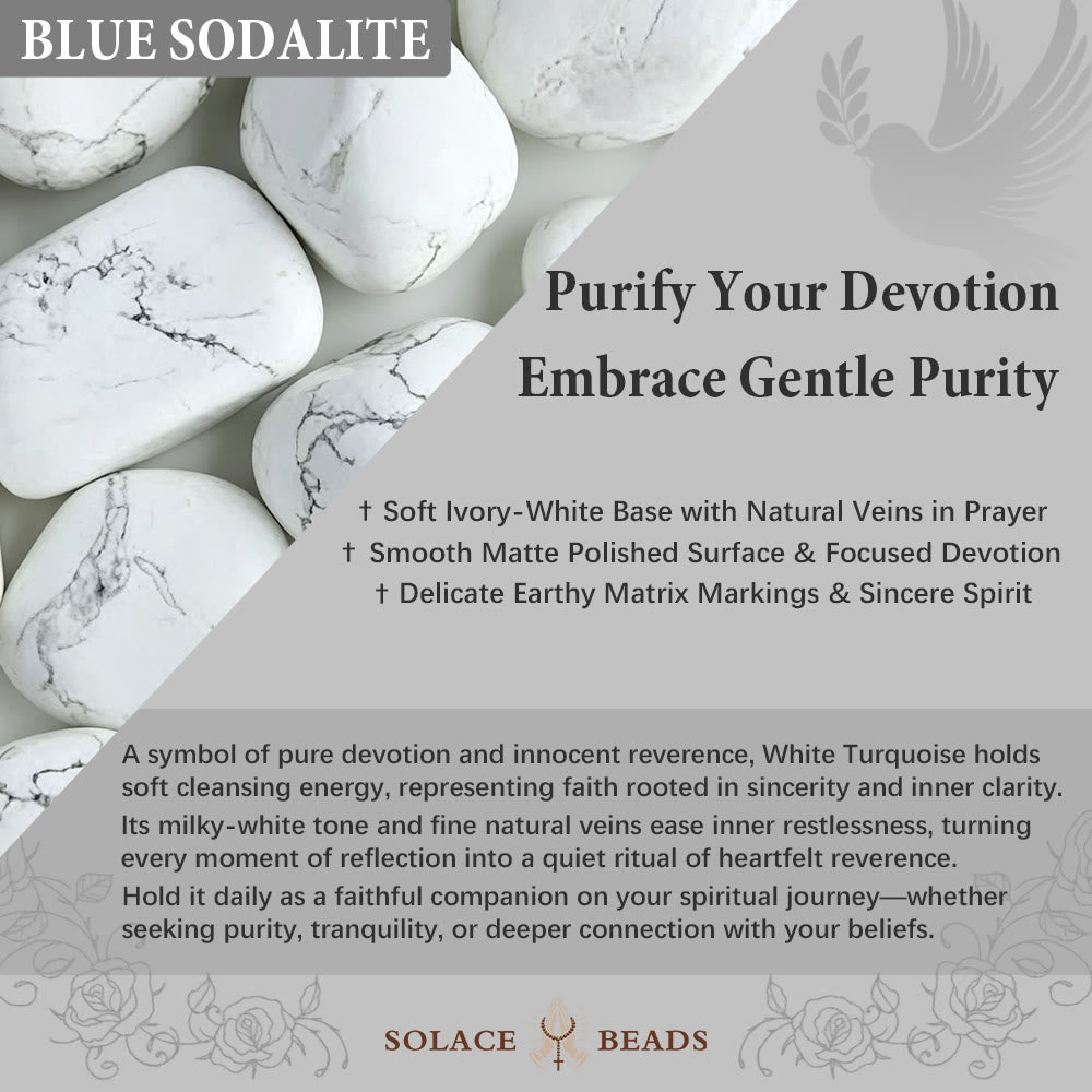 Solacebeads The White Turquoise Rosary: Rooted In Purity With Gold Cross Nodes &amp; Miraculous Medal - image 8