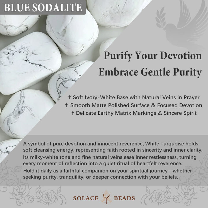 SolaceBeads Divine Cross &amp; Marian Charm Bracelet: Rose Quartz &amp; White Turquoise Devotion - image 8