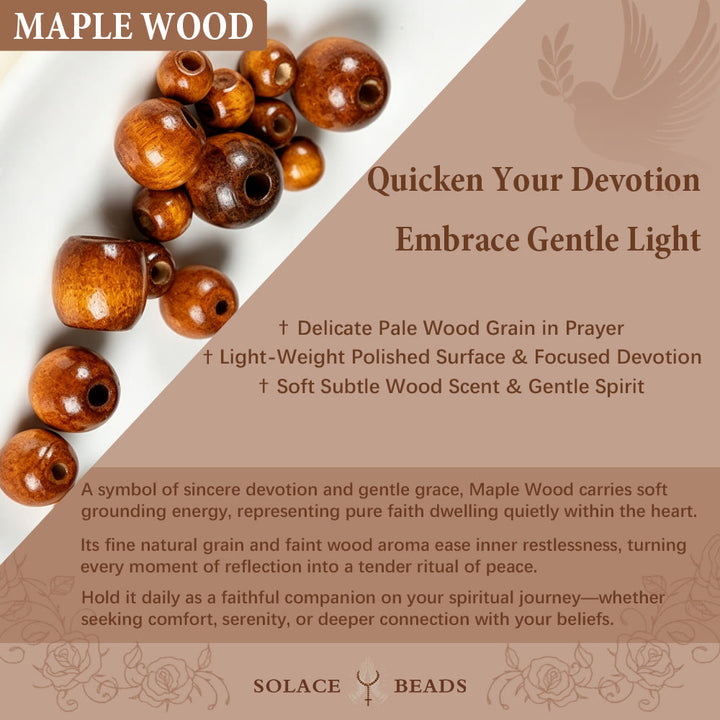 SolaceBeads Maple Wood Pocket Rosary: Sacred Sorrow - With Virgin Mary Medal &amp; Gold Crucifix - image 9