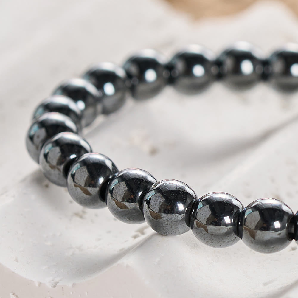 Solacebeads Hematite Bead Bracelet With Engraved Scripture Bar: Faith Moves Mountains - image 4