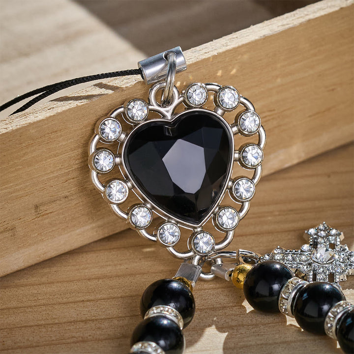 SolaceBeads Red &amp; Black Glass Bead Phone Charm: Grace‑filled Companion For Quiet Prayer - image 7