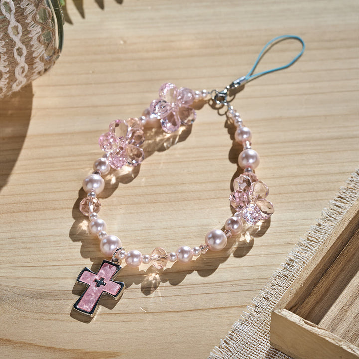 SolaceBeads Pink Floral Phone Charm: Soft Light For Gentle Daily Prayer - image 1