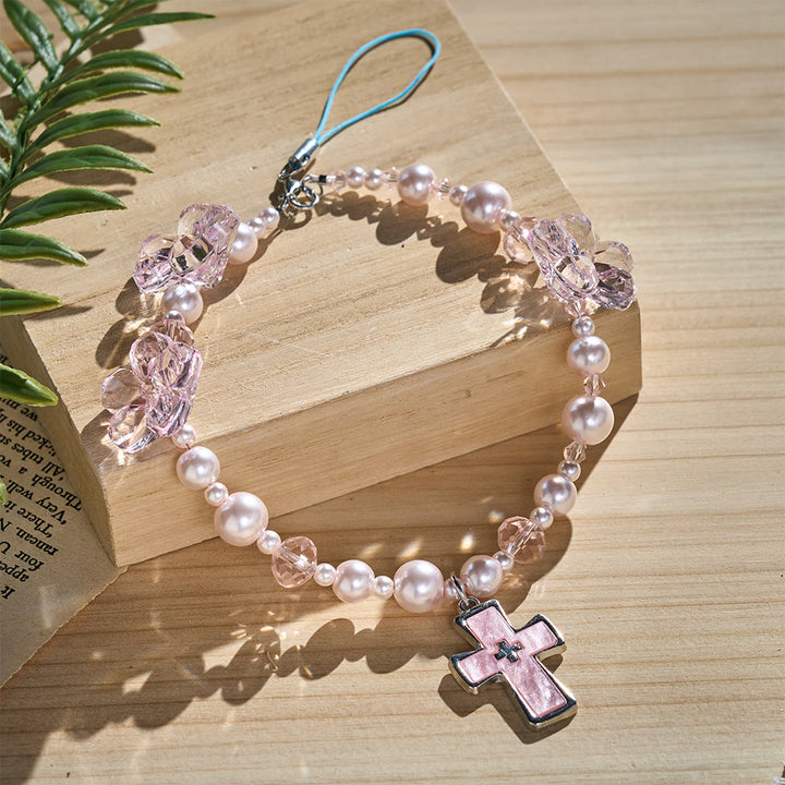 SolaceBeads Pink Floral Phone Charm: Soft Light For Gentle Daily Prayer - image 4