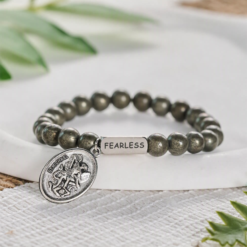 Solacebeads Pyrite Bracelet With Archangel Medal: Fearless In Spiritual Fortitude Amid Challenges - image 6
