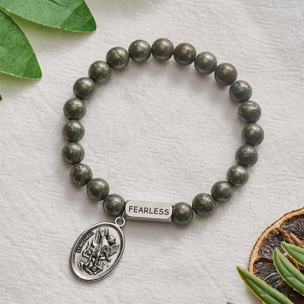 Solacebeads Pyrite Bracelet With Archangel Medal: Fearless In Spiritual Fortitude Amid Challenges - image 7