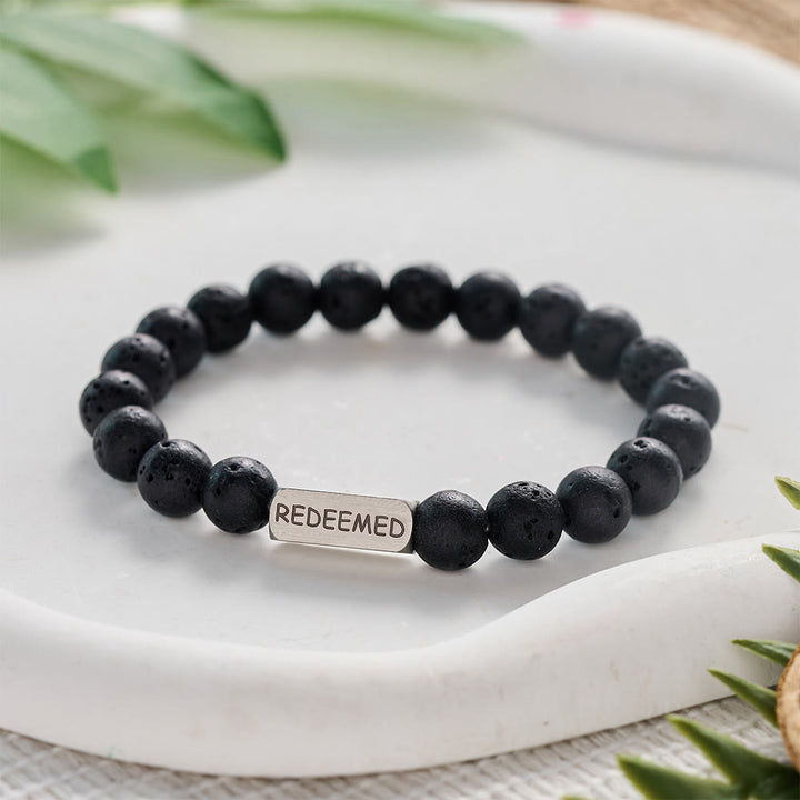 SolaceBeads Lava Stone Bracelet: Faith‑Centered REDEEMED Faith Reminder - image 2