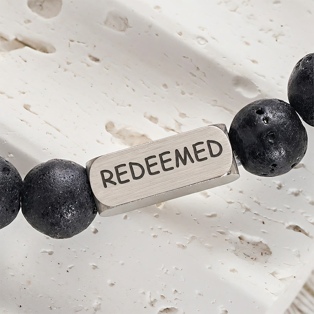 SolaceBeads Lava Stone Bracelet: Faith‑Centered REDEEMED Faith Reminder - image 3